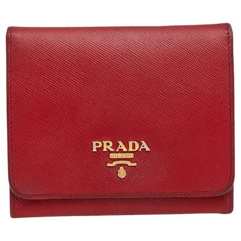 prada saffiano red wallet|authentic prada wallet sale.